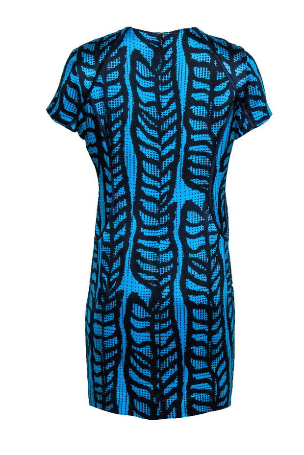 Current Boutique-Tory Burch - Blue & Black Print Short Sleeve Silk Dress Sz 10