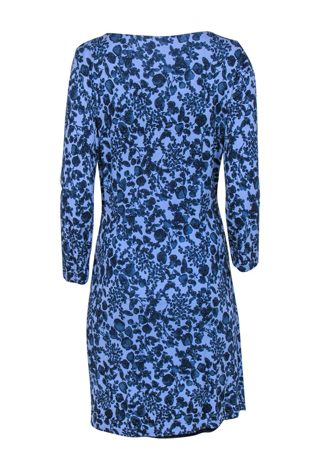 Current Boutique-Tory Burch – Blue Floral Print Faux Wraparound Dress Sz S