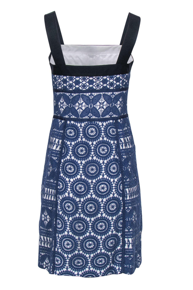 Current Boutique-Tory Burch - Blue Lace Sleeveless Sheath Dress w/ White Lining Sz 6