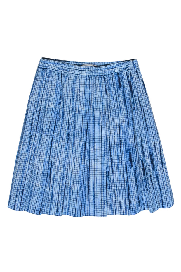 Current Boutique-Tory Burch - Blue Printed Cotton Pleated Miniskirt Sz 0