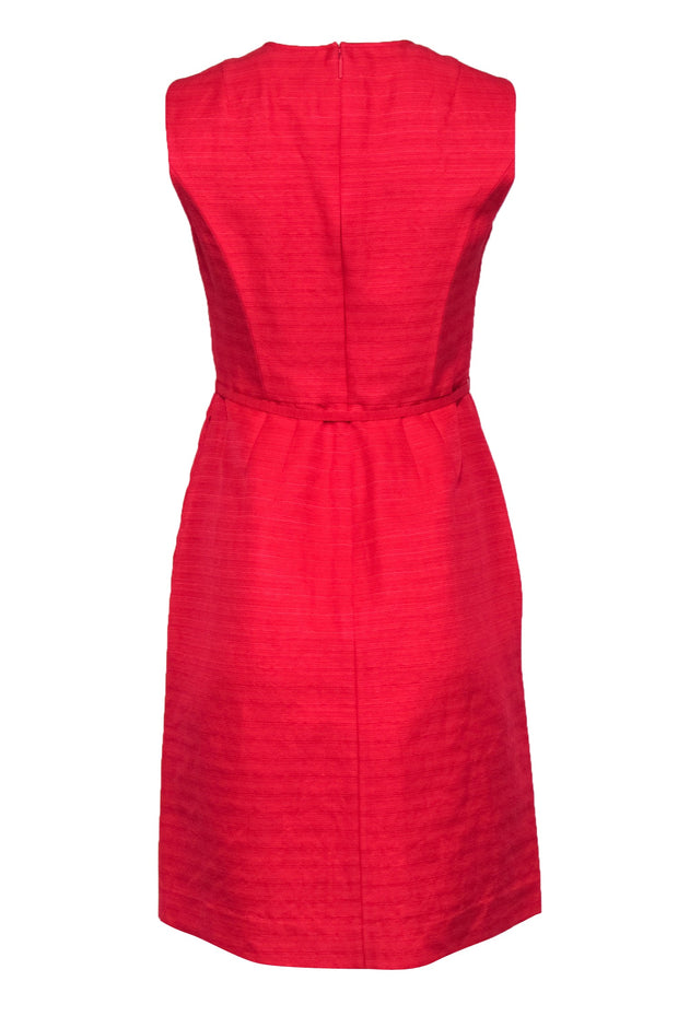 Current Boutique-Tory Burch - Bright Cranberry Red Textured Midi Sheath w/ Belt Sz 4