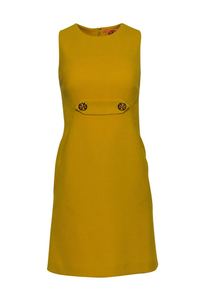 Current Boutique-Tory Burch - Bright Yellow Sheath Dress w/ Front Buttons Sz 2