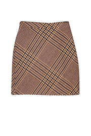 Current Boutique-Tory Burch - Brown & Cream Plaid Wool Blend Skirt Sz 2