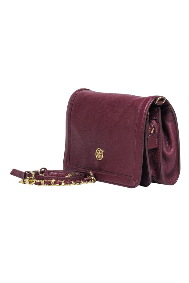 Current Boutique-Tory Burch - Burgundy Pebbled Leather Crossbody