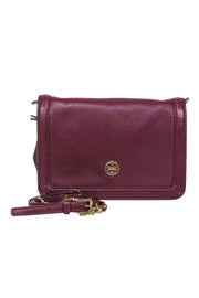 Current Boutique-Tory Burch - Burgundy Pebbled Leather Crossbody