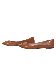 Current Boutique-Tory Burch - Caramel Patent Leather Ballet Flats w/ Gold-Toned Emblem Sz 9