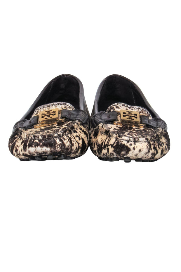 Current Boutique-Tory Burch - Cream & Brown Leopard Print Calf Hair Loafers Sz 6.5