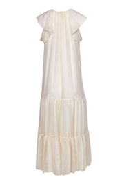 Current Boutique-Tory Burch - Cream Ruffle Sleeve Maxi Dress w/ Black Ribbon Sz 4