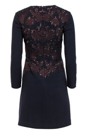 Current Boutique-Tory Burch - Dark Navy Long Sleeve Embroidered Mini Dress w/ Beading Sz 2