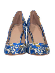 Current Boutique-Tory Burch - "Elizabeth" Metallic Floral Brocade Round Toe Pump Sz 8