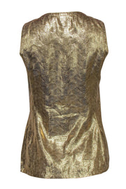 Current Boutique-Tory Burch - Gold Textured Tank w/ Ruffles Sz 2