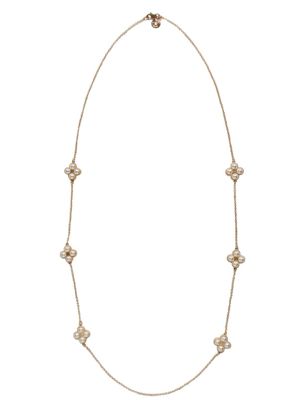 Current Boutique-Tory Burch - Gold-Toned Chain & Pearl Clover Rope Necklace