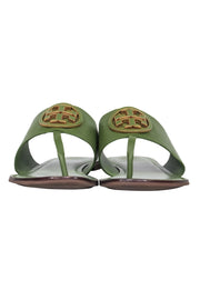 Current Boutique-Tory Burch – Green Leather Thong Flat Sandals Sz 9.5