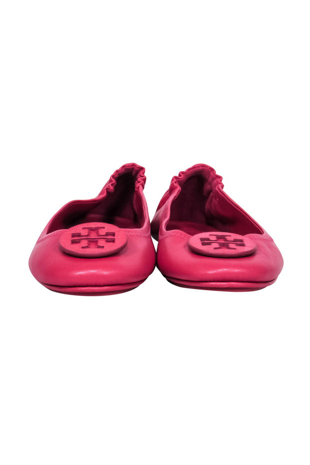 Current Boutique-Tory Burch - Hot Pink Leather “Minnie” Ballet Flats w/ Logo Sz 9