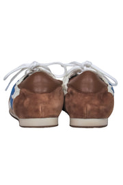 Current Boutique-Tory Burch - Ivory, Brown & Beige Leather & Suede “Tory” Sneakers w/ Blue Logo Sz 8