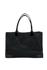 Current Boutique-Tory Burch - Large Black Logo Tote w/ Patent Leather Trim