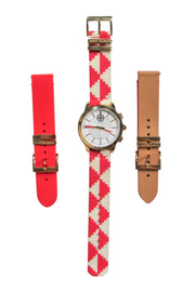 Current Boutique-Tory Burch - Large Face Golden "ToryTrack" Hybrid Smartwatch w/ Multiple Straps