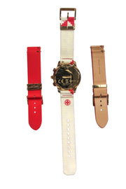 Current Boutique-Tory Burch - Large Face Golden "ToryTrack" Hybrid Smartwatch w/ Multiple Straps