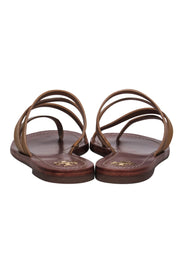 Current Boutique-Tory Burch - Light Brown Leather Swirly Strap Slide Sandals Sz 6.5