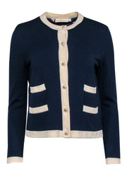 Current Boutique-Tory Burch - Nautical Navy Wool Cardigan w/ Pearl Button Accents Sz S