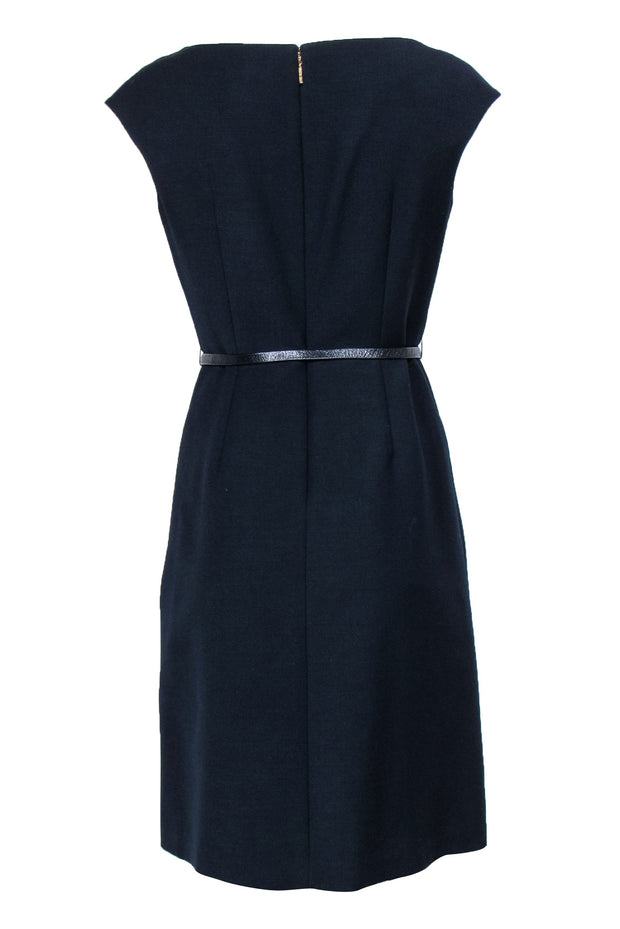 Current Boutique-Tory Burch - Navy Belted Boatneck Sheath Dress Sz 6