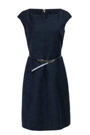 Current Boutique-Tory Burch - Navy Belted Boatneck Sheath Dress Sz 6