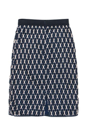 Current Boutique-Tory Burch - Navy & White Crochet Pencil Skirt Sz 2