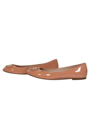 Current Boutique-Tory Burch - Nude Patent Leather Ballet Flats w/ Logo Buckle Sz 10