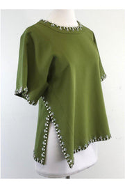 Current Boutique-Tory Burch - Olive Green Short Sleeve Embellished Top Sz 6