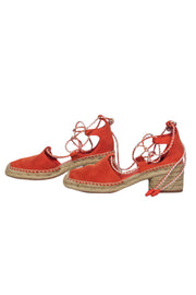 Current Boutique-Tory Burch - Orange Suede Lace-Up Espadrille Pumps Sz 7