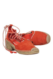 Current Boutique-Tory Burch - Orange Suede Lace-Up Espadrille Pumps Sz 7