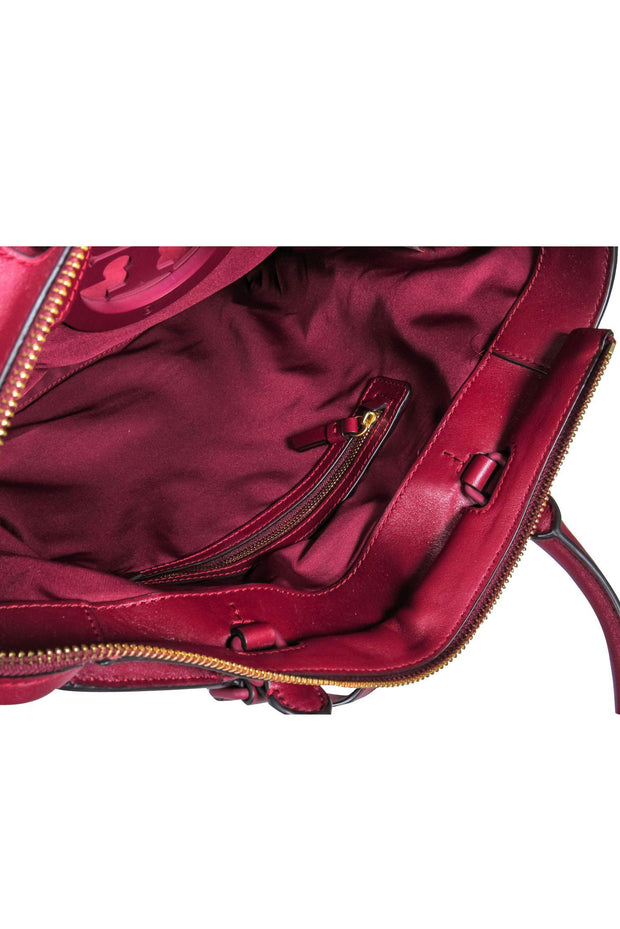 Current Boutique-Tory Burch - Oxblood Suede Zippered Tote w/ Logo Cutout