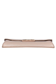 Current Boutique-Tory Burch - Pearl Patent Textured Leather Clutch w/ Gold-Toned Signature T