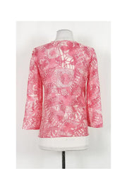 Current Boutique-Tory Burch - Pink Leaf Print Top Sz 0