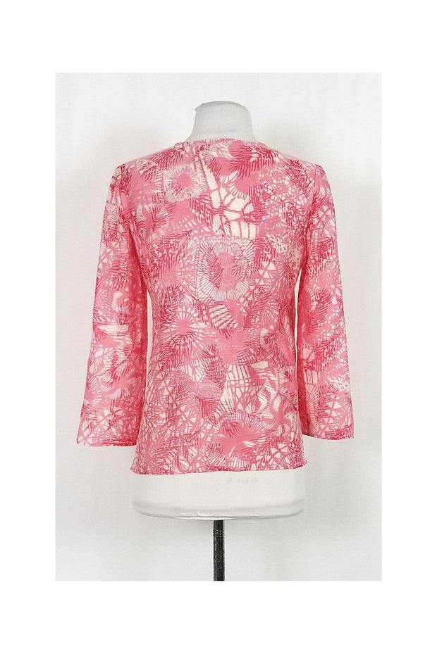 Current Boutique-Tory Burch - Pink Leaf Print Top Sz 0