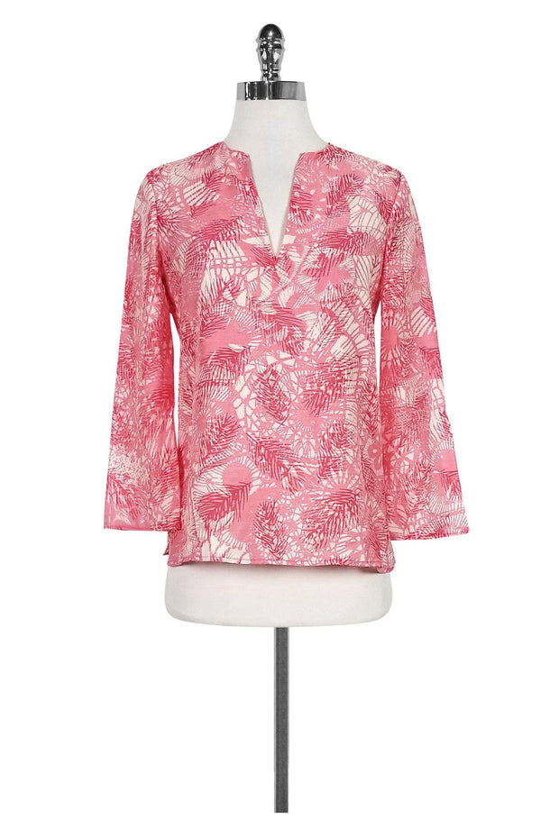 Current Boutique-Tory Burch - Pink Leaf Print Top Sz 0