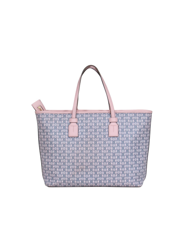 Current Boutique-Tory Burch – Pink Textured Monogram Canvas Tote