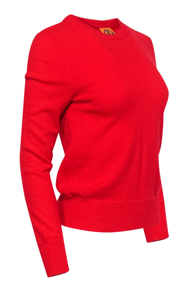 Current Boutique-Tory Burch - Red Cashmere Crewneck Knit Sweater Sz M