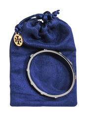 Current Boutique-Tory Burch - Silver 'T' Logo "Miller Stud Hinge" Bracelet