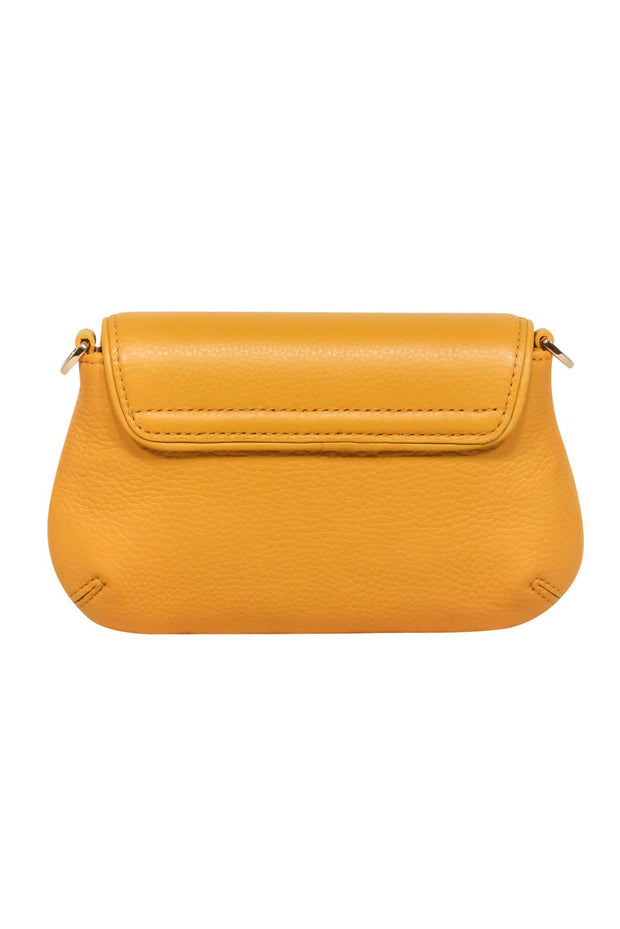 Current Boutique-Tory Burch - Small Mustard Yellow Pebbled Leather Crossbody w/ Logo