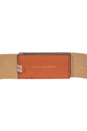 Current Boutique-Tory Burch - Tan Fabric Stretch "Kira" Belt w/ Logo Sz M/L