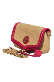 Current Boutique-Tory Burch - Tan Woven Crossbody w/ Red Leather Trim