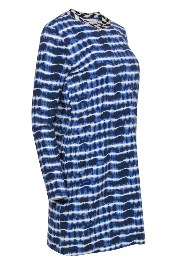 Current Boutique-Tory Burch - White & Blue Tie-Dye Cotton Shift Dress Sz M