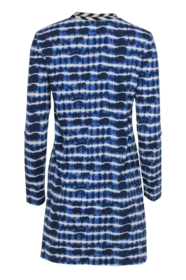 Current Boutique-Tory Burch - White & Blue Tie-Dye Cotton Shift Dress Sz M