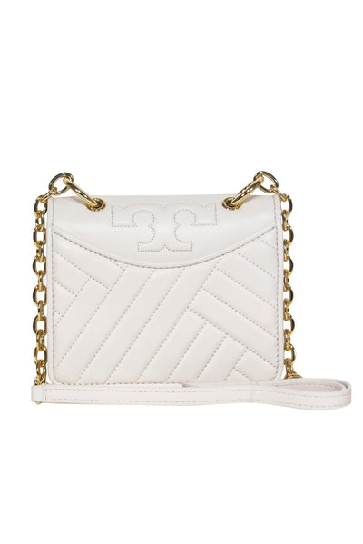 Current Boutique-Tory Burch - White Quilted Smooth Leather Mini Crossbody