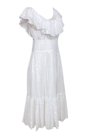 Current Boutique-Tory Burch - White Ruffled Neckline Cotton Maxi Sundress Sz 6