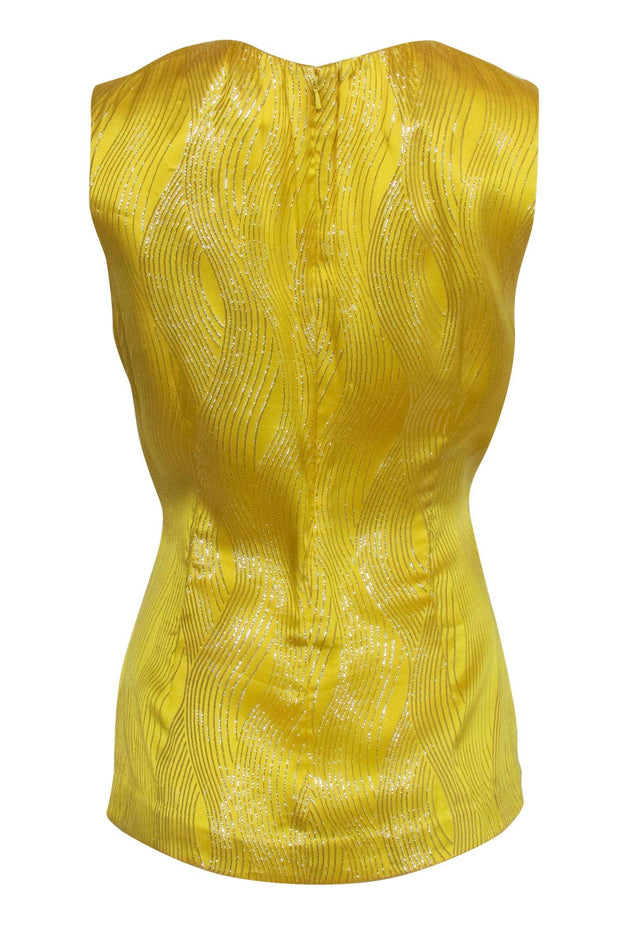 Current Boutique-Tory Burch - Yellow & Gold Front Tie Tank Blouse Sz 12