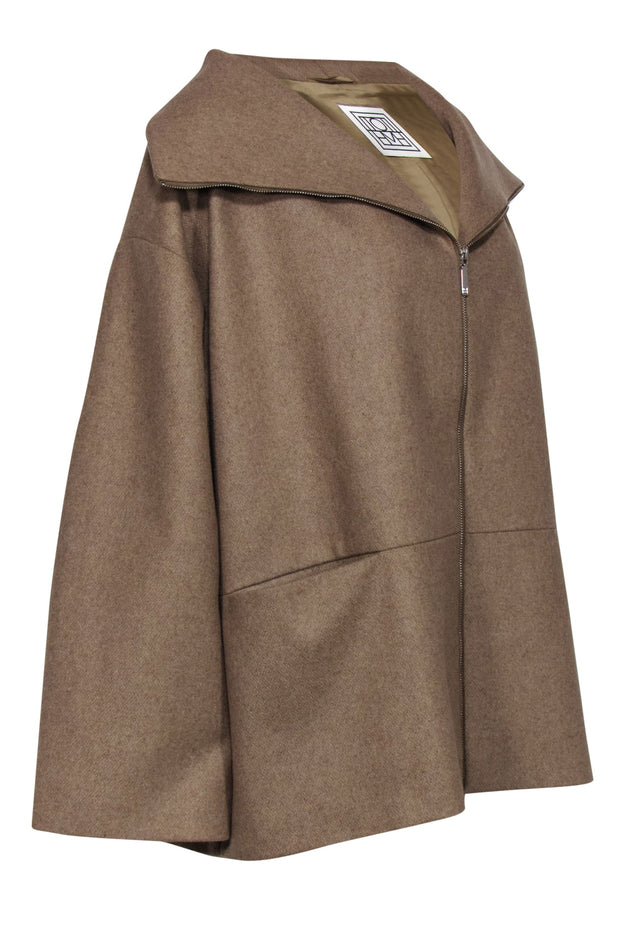 Current Boutique-Totême - Beige Zip-Up Oversized Wool Blend Coat Sz XS