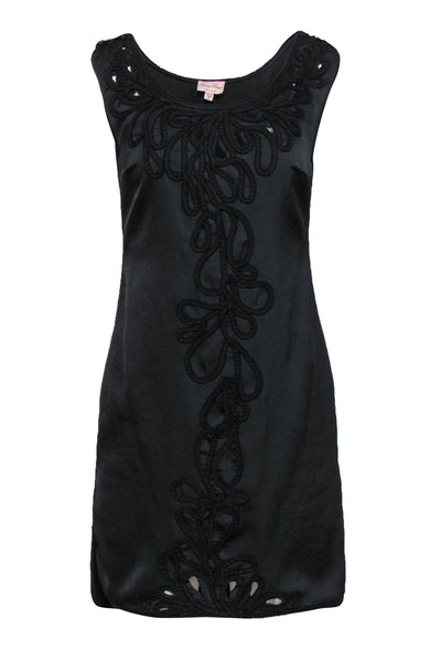 Current Boutique-Tracy Reese - Black Embroidered Sleeveless Shift Dress Sz 0