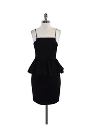 Current Boutique-Tracy Reese - Black Spaghetti Strap Peplum Dress Sz 4